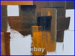 Large Vintage Abstract Painting Signed Illegible Ab Fb Hb 1970 Monogram Initials