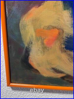 Large Vintage Abstract Painting on Canvas, Signed Colvin