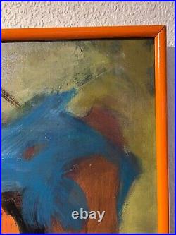 Large Vintage Abstract Painting on Canvas, Signed Colvin