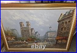 Large Vintage Artist Caroline Burnett Signed Original Paris Oil Painting 41×29