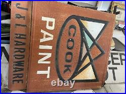 Large Vintage Double Sided Cooks Paint Sign with Original Pole