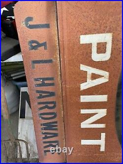 Large Vintage Double Sided Cooks Paint Sign with Original Pole
