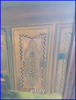 Large Vintage European Interior Oil Painting Signed R Quin Framed 35x30 Original