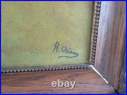 Large Vintage European Interior Oil Painting Signed R Quin Framed 35x30 Original