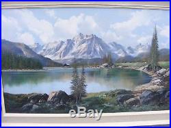 Large Vintage Gallery Oil Painting Mountain Scene Landscape Signed De Rosa