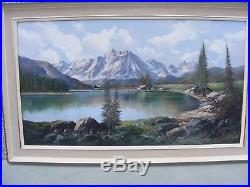 Large Vintage Gallery Oil Painting Mountain Scene Landscape Signed De Rosa