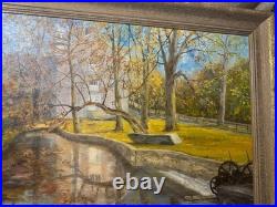 Large Vintage Manning'Home And Landscape Scene Oil Painting Signed/Framed