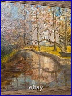 Large Vintage Manning'Home And Landscape Scene Oil Painting Signed/Framed