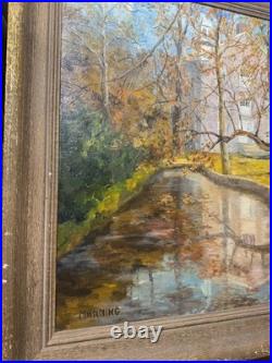 Large Vintage Manning'Home And Landscape Scene Oil Painting Signed/Framed