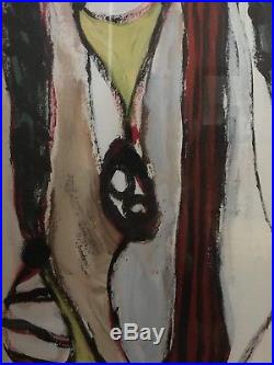 Large Vintage Mid Century Abstract Expressionist Oil Painting Signed 37x25