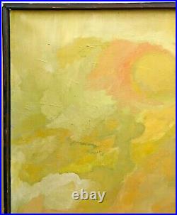 Large Vintage Mid Century Abstract Oil Painting 1963 36x24