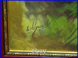 Large Vintage Oil On Canvas Painting Of Roses Signed