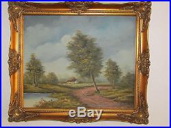 Large Vintage Original Oil Painting On Canvas'Landscape', Signed By J. Kok