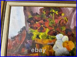 Large Vintage Tabletop Still Life Scene Oil Painting Framed