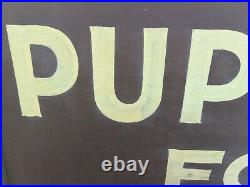 Large Wooden Sign Original Vintage Advertising Painted Puppies For Sale Beauty