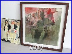 Larry Rivers Vintage Signed & Framed Painting Self Portrait Well Listed
