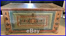 Local Pickup Antique 1806 Signed Hand Painted Wood Dowry Blanket Chest Trunk Key