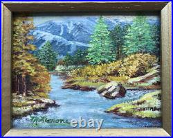 Lot Of 2 Original Vintage Miniature Oil Landscape Signed Mountain River Painting