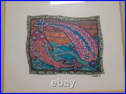 Lot Of 5 VTG Aboriginal Acrylic Marker Dot Paintings Signed Walker'95 E6