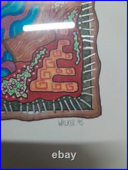 Lot Of 5 VTG Aboriginal Acrylic Marker Dot Paintings Signed Walker'95 E6