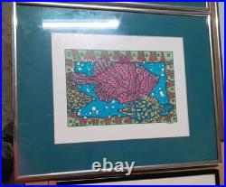 Lot Of 5 VTG Aboriginal Acrylic Marker Dot Paintings Signed Walker'95 E6