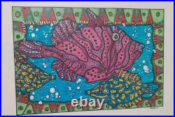 Lot Of 5 VTG Aboriginal Acrylic Marker Dot Paintings Signed Walker'95 E6