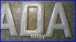 Lot of 6 Vintage Antique White Enamel Painted Porcelain Metal Sign Letters SALAD