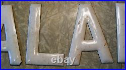 Lot of 6 Vintage Antique White Enamel Painted Porcelain Metal Sign Letters SALAD