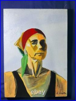 Louisa Matthíasdóttir oil painting on canvas, vtg stamped signed