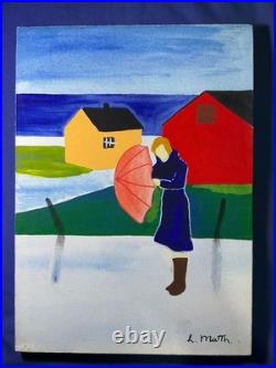 Louisa Matthíasdóttir oil painting on canvas, vtg stamped signed Louisa Matthíasdóttir oil painting on canvas, vtg stamped signed