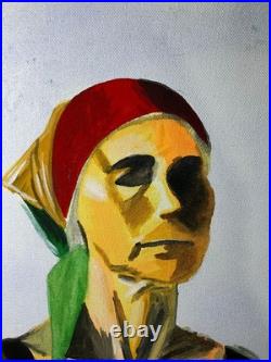 Louisa Matthíasdóttir oil painting on canvas, vtg stamped signed