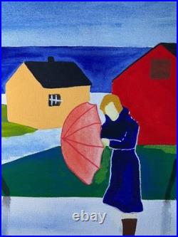 Louisa Matthíasdóttir oil painting on canvas, vtg stamped signed Louisa Matthíasdóttir oil painting on canvas, vtg stamped signed