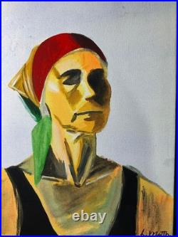 Louisa Matthíasdóttir oil painting on canvas, vtg stamped signed