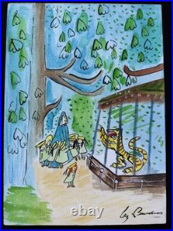 Ludwig bemelman painting watercolor, oil on canvas signed stamped vintage