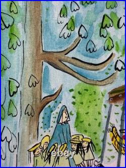 Ludwig bemelman painting watercolor, oil on canvas signed stamped vintage