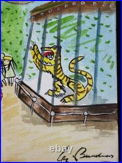Ludwig bemelman painting watercolor, oil on canvas signed stamped vintage