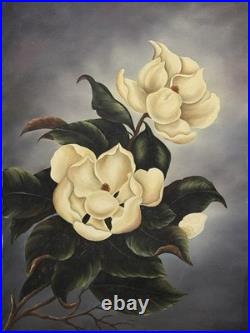 MAGNOLIA Floral VINTAGE ORIGINAL OIL PAINTING CANVAS SIGNED BY ARTIST #Art 1989