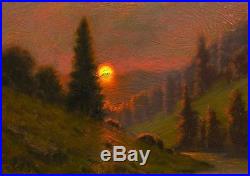 MAX COLE original oil painting landscape signed vintage antique style art moon 3