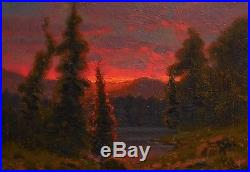 MAX COLE original oil painting landscape signed vintage antique style art red 3