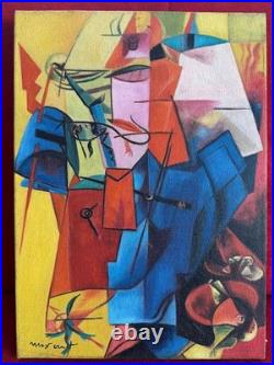 MAX ERNST oil painting on canvas, vtg stamped signed