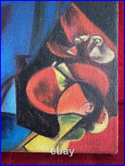 MAX ERNST oil painting on canvas, vtg stamped signed
