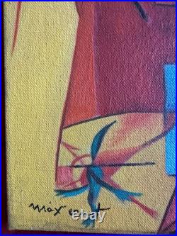MAX ERNST oil painting on canvas, vtg stamped signed