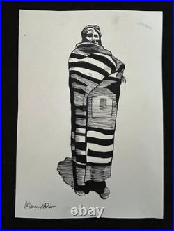 MAYNARD DIXON drawing and painting on old paper signed stamped vintage