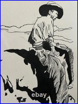 MAYNARD DIXON drawing and painting on old paper signed stamped vintage