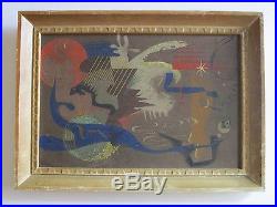 MID Century Abstract Painting 1940's Cubism Cubism Mystery Artist Modernism Vntg