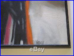 MID Century Abstract Painting Expressionism Non Objective Signed Right Large Vtg