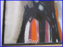 MID Century Abstract Painting Expressionism Non Objective Signed Right Large Vtg