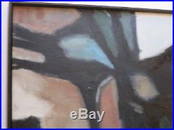 MID Century Abstract Painting Expressionism Non Objective Signed Right Large Vtg