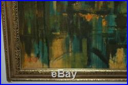 MID Century Modern Cityscape Lithograph By Montez Abstract Vintage Painting