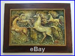 MID Century Modern Painting Abstract Expressionism Horse Modernism Signed Vntg